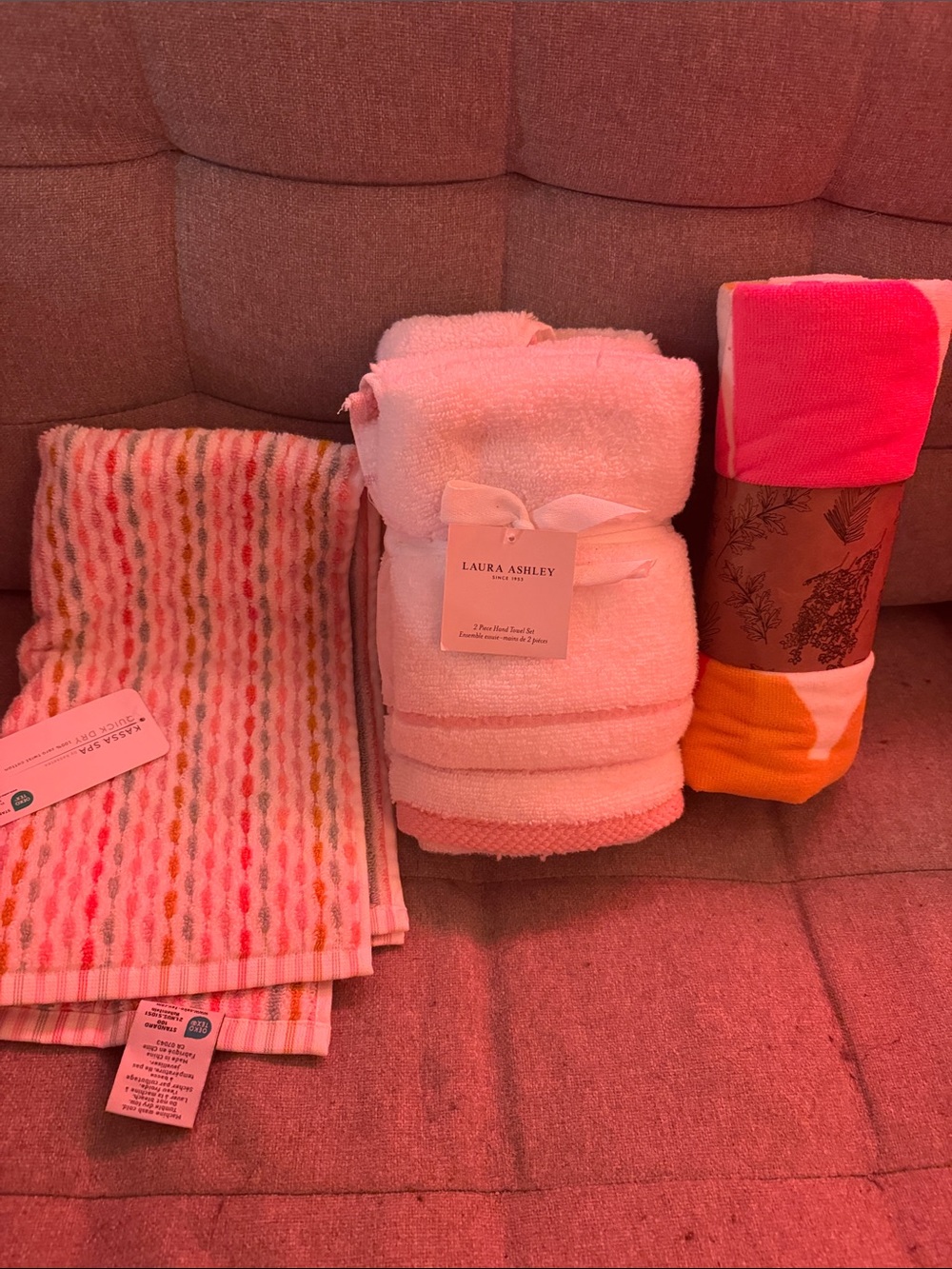 Lot of 4 Towels 1 Beach Towel + 2 Laura Ashley Hand Towels + 1 Kassa SPA Towel